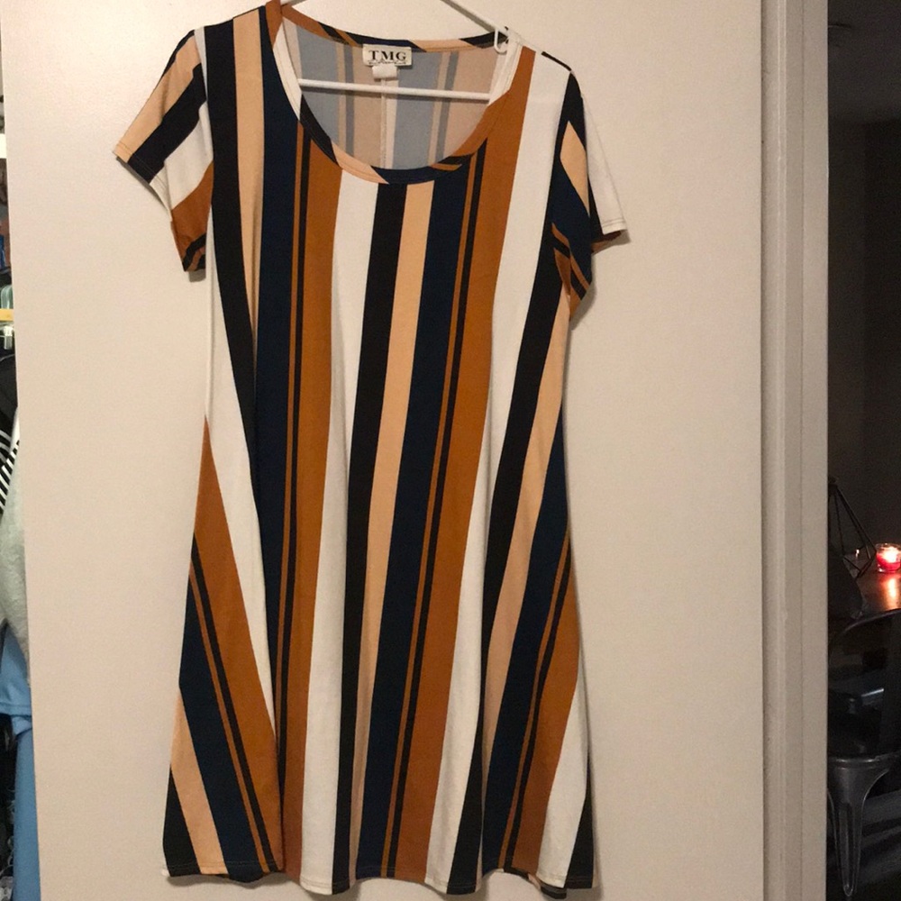 Vertical Striped Mini Dress